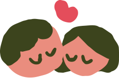 부부와 하트 일러스트